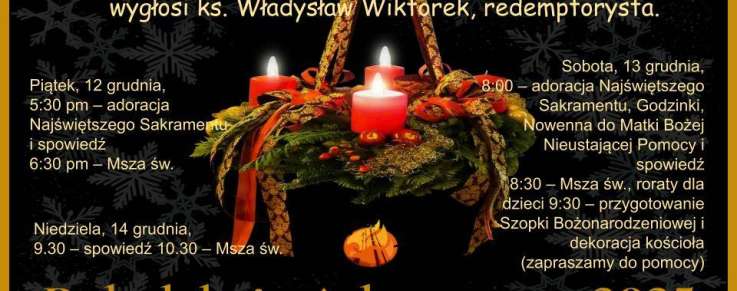 Rekolekcje Adwentowe,12-14 grudnia, 2025 